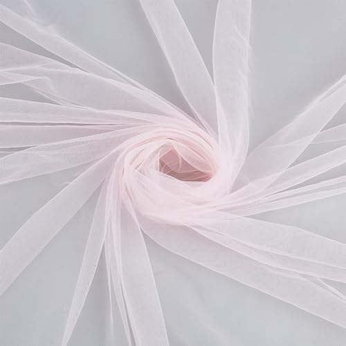 OLYCRAFT 2x1.6m Pink Tulle Fabrics Chiffon Sheer Crepe Fabric Gauze Mesh Bolt Net Chinlon Tulle for Cloths Wrapping DIY Sewing Crafts Wedding Party Decorations