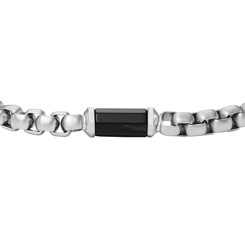 Image of Fossil Men's Plated Stainless Steel Engravable Personalized Gift ID, Chain or Cuff Bracelet for Men