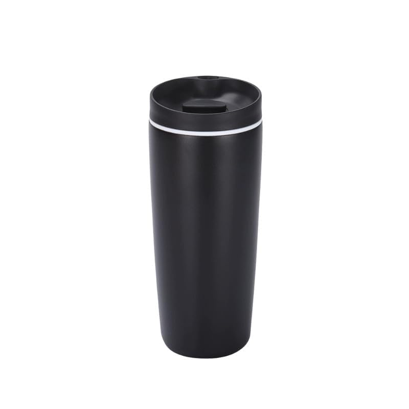Image of EasySip Slider Insulated Stainless Steel Coffee Tumbler, Reusable Hot & Iced Coffee Travel Mug, Leak-Proof BPA-Free Cup (Black, 12 oz)