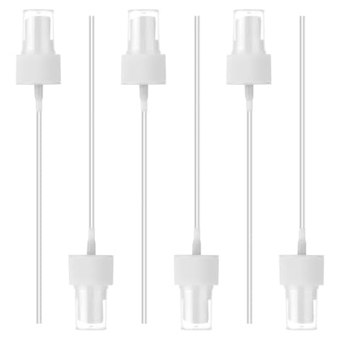 salbsever 6 Pack Spray Bottle Top, Spray Bottle Nozzle Sprayer Tops Replacement Pump Plastic for Essential Oil Bottles, White Cover