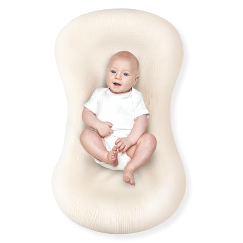 Image of Baby Lounger for Newborn Cover - Newborn Lounger for 0-12 Months, Portable Breathable Nest Sleeper for Infant with 100% Cotton Cover (Beige)