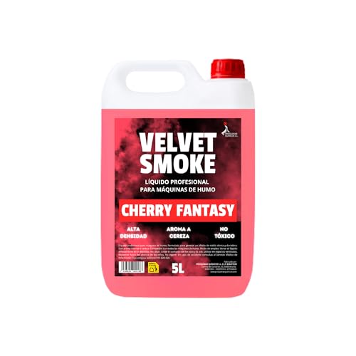 Velvet Smoke - Líquido Profesional para Máquina de Humo 5 Litros Aroma Cereza – Alta Densidad y Larga Duración – Compatible con Máquinas de Humo DJ, Eventos y Discotecas
