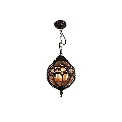 Lanterne suspendue rétro étanche IP54 en verre et métal pour jardin