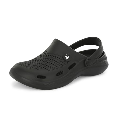 Image of Hirolas Men's Fluffy Black Eva Cushioned Strap Clogs