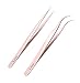 LIVINO Eyelash Extension Tweezers Straight - Set of 2 Stainless Steel Extension Tweezers with Curved Tip - Eyelash Extension Supplies Nipper for Eyelash Extensions Eyelash Tweezers (Rose-Gold)