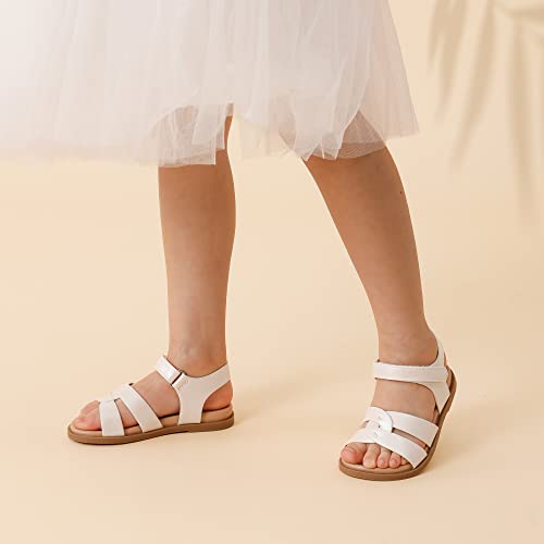 Image of DREAM PAIRS Girls Sandals Open Toe Princess Flat Sandals Strappy Summer Shoes Toddler /Little Kid