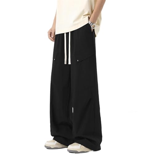 Men's Pants Workwear Ice Silk Wide Leg Loose Retro High Street Summer Casual Long Pants for Men
