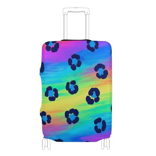 Joisal Rainbow Leopard Suitcase Covers Luggage Protector Custom Personalized Identifiers Travel Suitcase Accessories, L, Fits 26-28 Inch Case