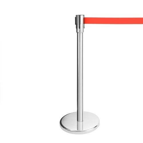 MovilCom® - Señalización Divisora Homologada Poste Separador Inoxidable Con Cinta De 2 Metros Color Rojo Acero Inoxidable 91x51x32mm Alta Calidad