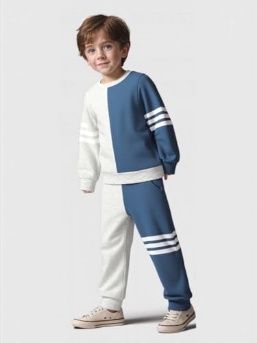 Toddler Boy Sweatsuit Stripe Long Sleeve Pull On Clothes Two Tone Tops and Pants Fall Winter Set