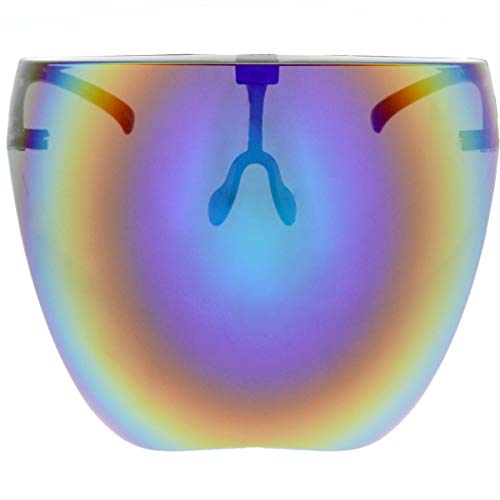 zeroUV - Protective Face Shield Full Cover Visor Glasses/Sunglasses (Anti-Fog/Blue Light Filter) (Rainbow/Mirror)