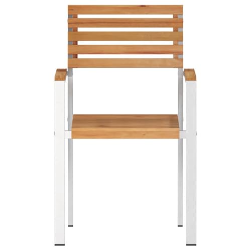 Chaise de jardin en teck massif et fauteuil extérieur inox - 6
