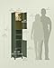 VASAGLE Tall Storage Cabinet with Lights, Slim Freestanding Cabinet with Adjustable Shelves, for Small Spaces, Bathroom, Living Room, Modern, 11.8 Inches Wide, Forest Green UBBC566C01