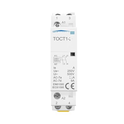 Contacteur modulaire AC TOCT1 25A : automatisme silencieux rail domestique 2NC