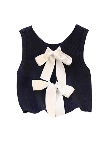 Image of GORGLITTER Women's Tie Back Cropped Sweater Vest Bow Sleeveless Knit Tank Tops Trendy Cute Cardigan Dressy Casual Outfits