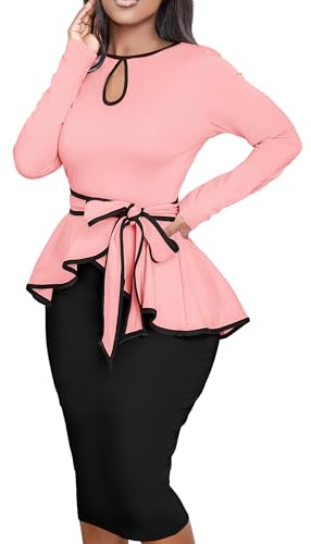 Image of Women's Bodycon Vintage Dresses Elegant Peplum Dresses for Women Business Work Office