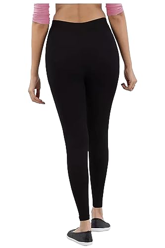 Image of H2 Women's Comfortable Cotton Blend Leggings - Ankle Length, Versatile (in, Alpha, M, Regular, Black)