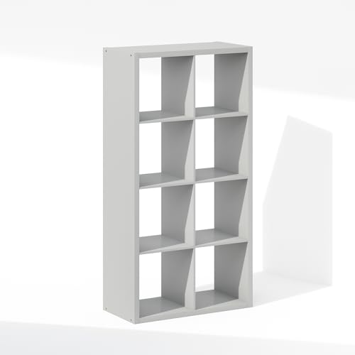 Image of Furinno Cubic Extra Thick 8-Cube Closet Organizers and Storage, Light Grey | 14.6 x 30 x 58 in, Open Shelf Closet Storage, Closet Organizer, for Wardrobe, Bedroom, Living Room