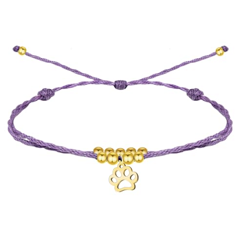 cotigo - Pulsera de hilo encerado ajustable con dijes dorados ｜Brazalete...