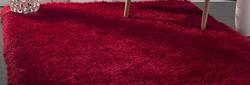Image of A R Creations Anti Slip Fluffy Fur Plain Area Rug Made with Polyester and Microfiber for Home Office Kitchen Living Room Bedroom and DiningHall (3x5 Feet, Red