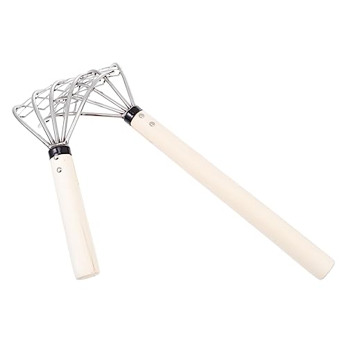 SUPVOX 2 Juegos Rastra De Cinco De Acero Inoxidable Cultivador De Mano Cedazo Cavar Rastrillo De Mariscos Rastrillo De Mano Pala Salvadera Playa Mango De Madera 2 Piezas * 2