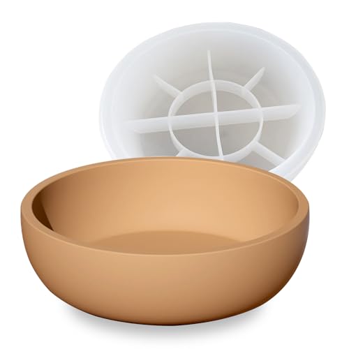 Molde de resina de cuenco redondo grande de 8.2 pulgadas, recipiente grande de silicona de resina epoxi, soporte para velas de hormigón, caja de baratijas, maceta suculenta, maceta de baño, bandeja de
