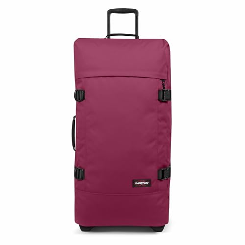 Image of EASTPAK Tranverz L - 121L Large Soft Sided Checked Luggage, Dual Compartments, TSA Lock, Compression Straps & Smooth Inline Wheels, Wine Burgundy