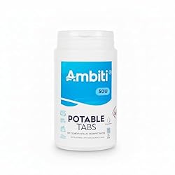 AMBITI | Pastillas Potabilizadoras de Agua | Purif...: 🚰 AGUA LIMPIA Y SIN OLOR – Pastillas desinfectantes que ayudan a mantener el agua almacenada limpia por más tiempo. 🚐 IDEAL PARA AUTOCARAVANAS Y BARCOS – Perfecto para viajes y almacenamiento prolongado. ⚡ USO FÁCIL Y RÁPIDO – Se disuelve en el agua ...