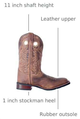 Image of Laredo Mens Kane Embroidered Square Toe Pull On Casual Boots Mid Calf - Brown