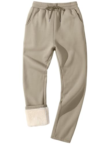 Flygo Men's Fleece Lined Sherpa Sweatpants Winter Warm Pants Jogger Lounge Athletic Pant with Pockets
