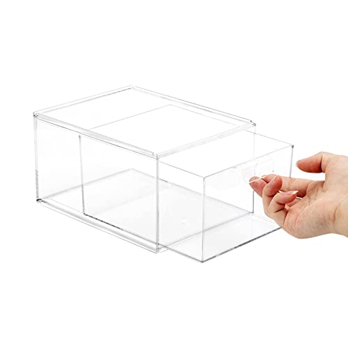 Image of Tbestmax 3 Pack Stackable Makeup Organizer Drawers, 4.5'' Tall Clear Plastic Bathroom Counter Organizers, Cosmetics Storage Bins for Vanity, Undersink