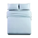 Royal Tradition Solid 1000-Thread-Count, 100-Percent Long Staple Cotton 4PC Queen Bed Sheets Set, Blue