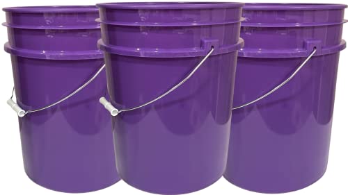 House Naturals 5 Gallon Purple Food Grade BPA Free, Made in USA, Plastic Bucket with Screw On Air Tight lid, (Pack of 3) (Purple Buckets with White Lids) - Thumbnail 2