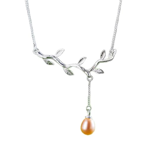 Colliers 925 sterling naturel perle pendentif feuille d'olivier mode féminine tendance