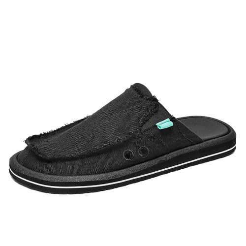 Mens Open Back Slip On Shoes Casual Canvas Slippers with Breathable Design Comfortable Outdoor Slide Shoes for Travel Walking Garden Everyday Wear2