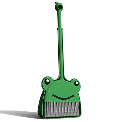 Children's Small Broom Dustpan Set Green Frog Mini Household Cleaning