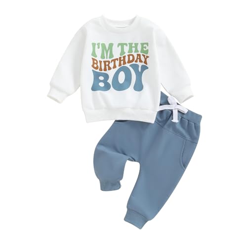 Kayotuas Baby Boy Birthday Outfit Toddler Fall Clothes Infant Birthday Boy Shirt & Pants Set Cute 2 Piece Cake Smash Outfits