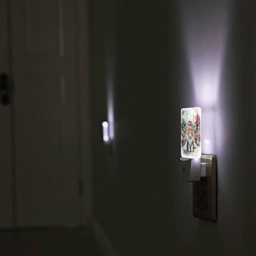 Image of LED Night Light,Cute Cat Greeting Cartoon Doodle Pink LED Night Light Plug into Wall with Dusk to Dawn Light Sensor White Energy Efficient Nightlight for Bedroom Hallway Living Room Kitchen