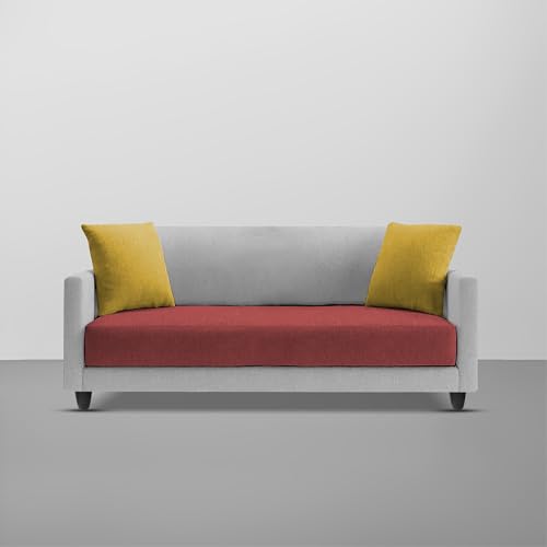 Image of Casaliving Dominic 2 Seater Sofa Set for Living Room (Maroon Grey Fabric) Premium Fabric Sofa