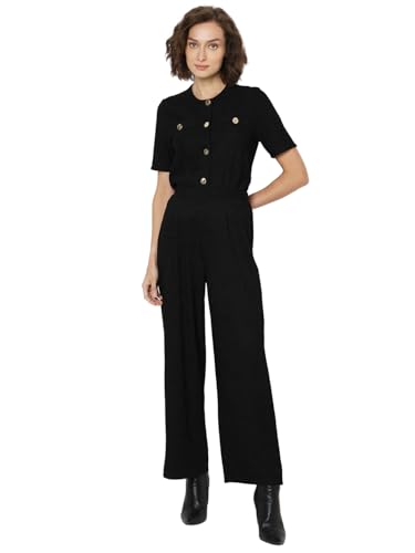 Image of VERO Moda Women High Rise Straight Fit Pleated Culottes Slip-On Trousers