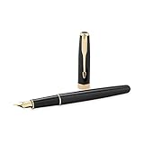Parker Sonnet Black Lacquer with Golden Trim, Fountain Pen, Medium nib with Black ink (S0808710)