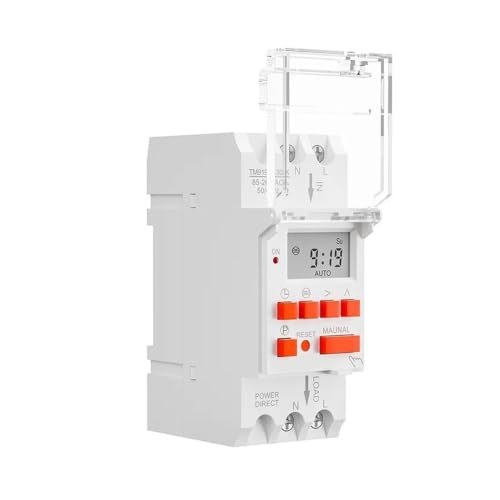 Interruptor horario digital TM919TK de 30A para programar sistemas eléctricos con riel DIN 2