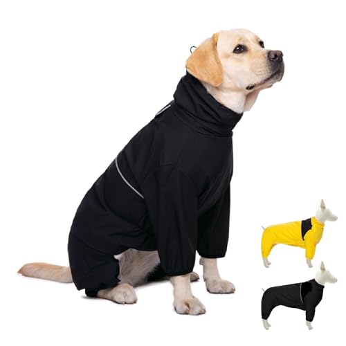 ZMIDANT Dog Raincoat,Waterproof Windproof Rain Jacket,All-Weather Jacket,for Small Medium Large Extra Large Dogs (Black, X-Large)