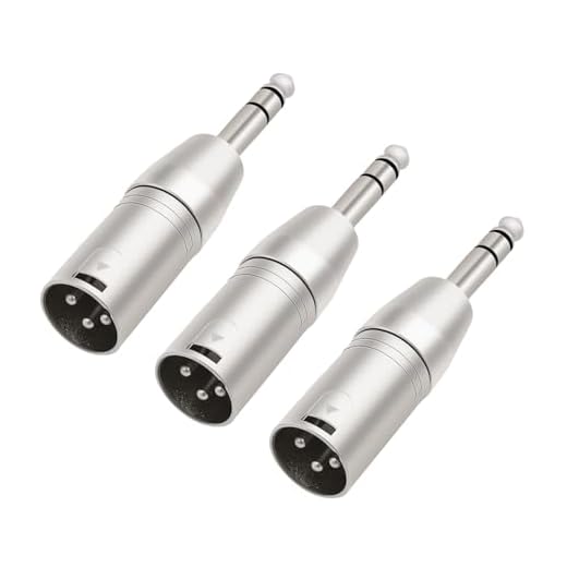 Lrbners 3 -Pin XLR Male to Balanced 1/4‘ TRS Male Adapter, Audio Adapter with Alloy Heavy Duty Plug, 3-pin XLR Signal Transmission, 6.35mm TRS Durable Converter for Studio & Stage Equipment 3-Pack