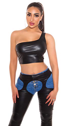 Koucla One-Shoulder Top Wetlook Crop Top – Bild 4