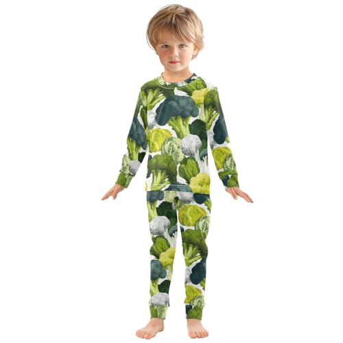 Pajama Sets Long Sleeve Colorful Broccoli and Cauliflower Soft Comfy Sleepwear 2 Piece PJS 3-8T2