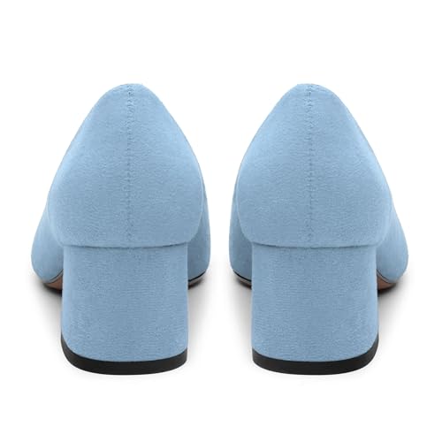 Womens Chunky Comfortable Closed Square Toe Low Block Heels Work Dress Wedding Slip On Pumps Shoes4