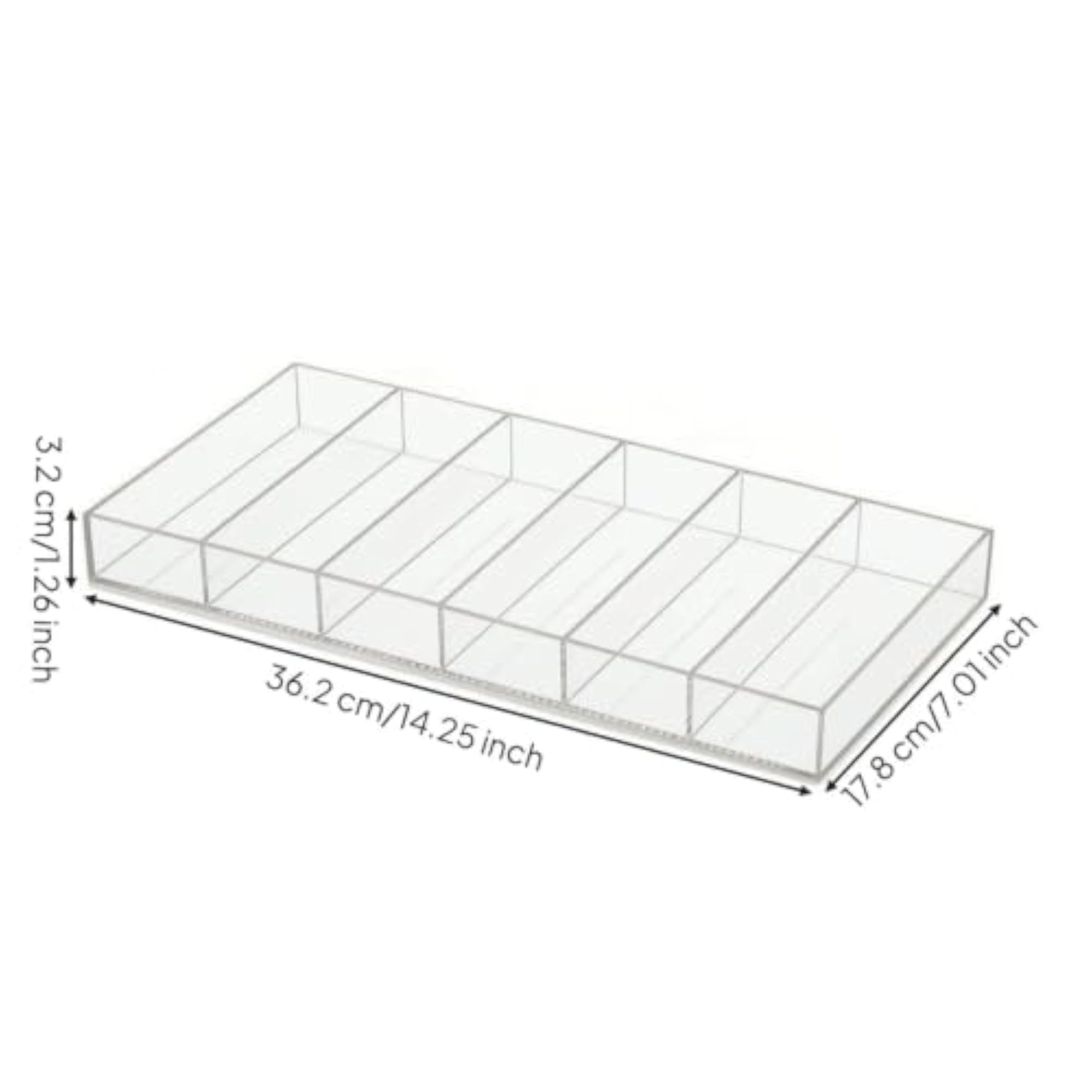 Transparent Acrylic Cosmetic Storage Box, 6 Compartments