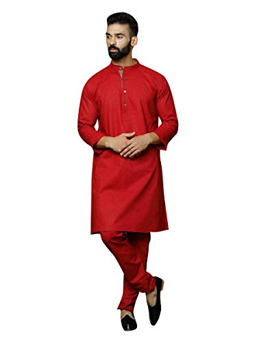 Elina fashion Men's Cotton Kurta Pajama Set Tunic Indian Festival Traditional Wear