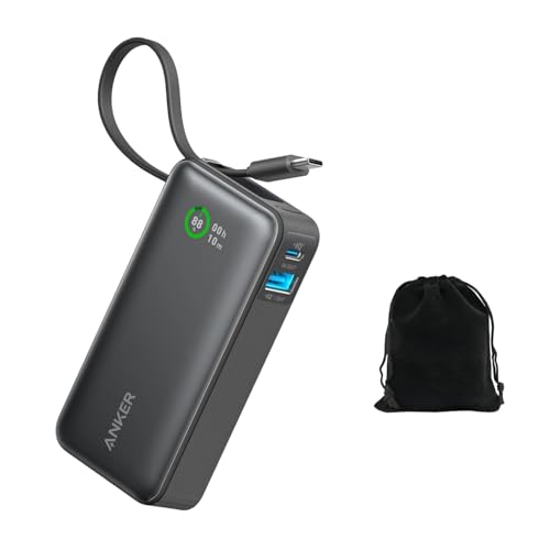 Anker PowerCore Nano 10K 30W Power Bank, Built-in USB-C Cable, ...